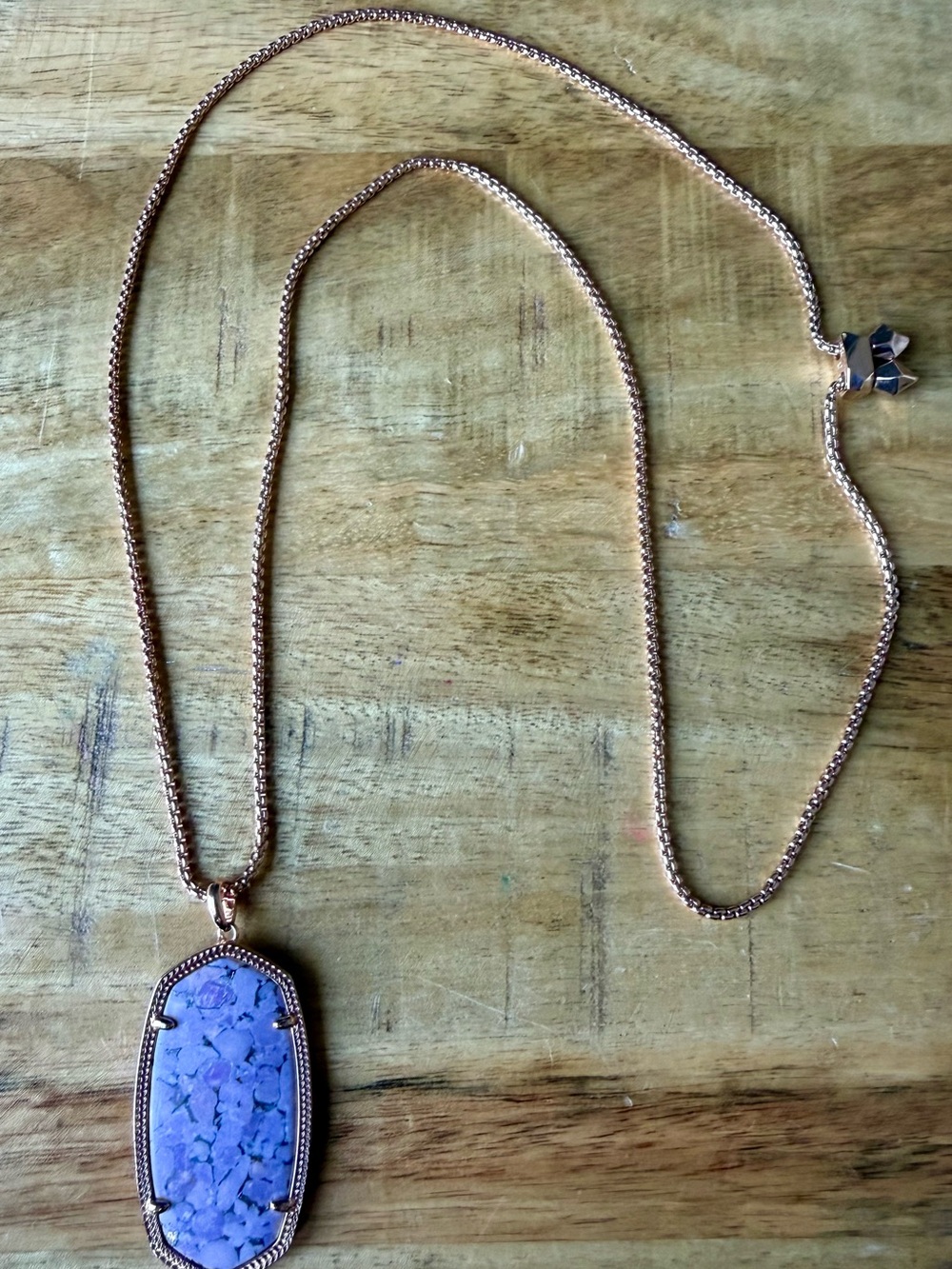 Kendra Scott Rose Gold Pendant Necklace with Lilac Stone